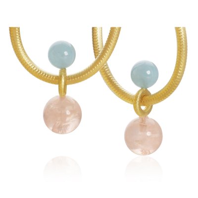 Balance Hängen Rosenkvarts Akvamarin Guld (par) Dulong