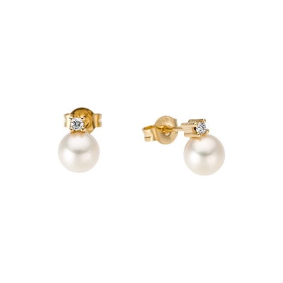 Pärlörhängen 7mm Rödguld 0,07ct H/SI