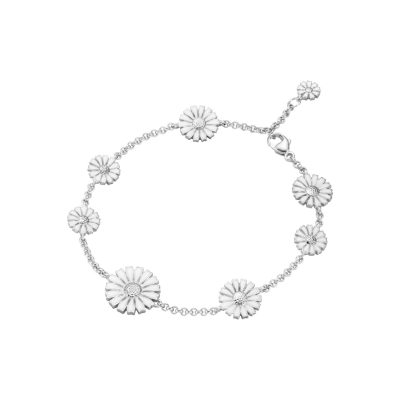 Daisy Armband Silver Vit Emalj Georg Jensen