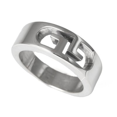 Branded Burnt Ring Silver Gucci