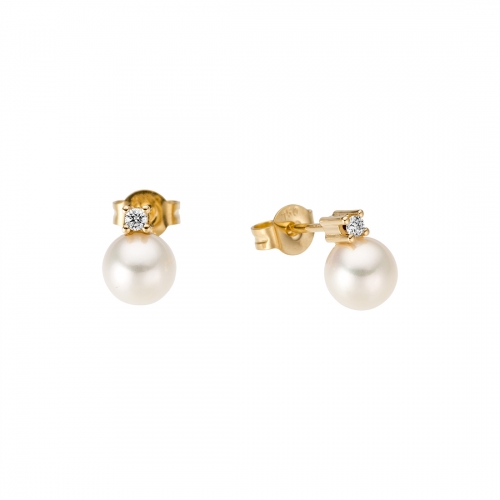 Pärlörhängen 7mm Rödguld 0,07ct H/SI