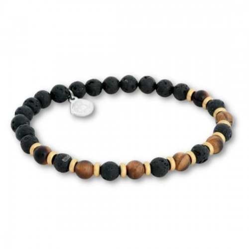 Beadsarmband Blend Tigeröga/Lavasten By Billgren