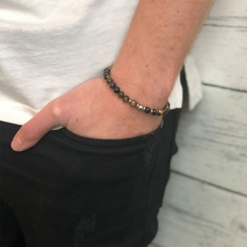 Beadsarmband Tigeröga/Stål by Billgren