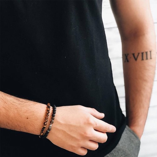 Beadsarmband Tigeröga/Lavasten/Stål by Billgren