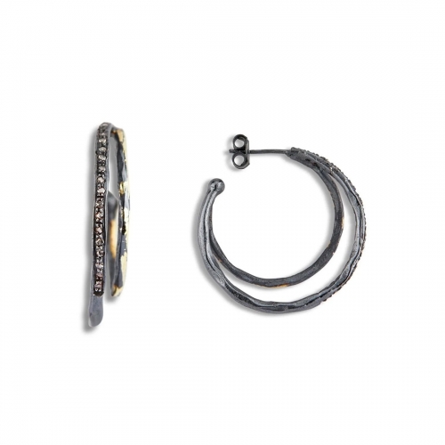 Bouvier Large Creoler Silver 18k guld Rosenslipade Diamanter