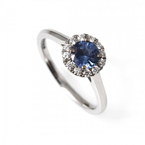 Carmoséring Ceylon Safir Diamanter Vitguld
