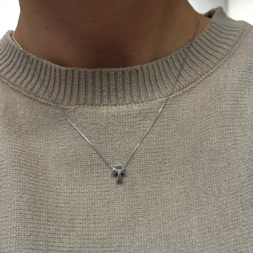 Halsband Kors Vitguld Briljant