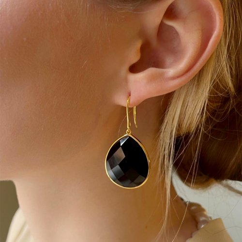 Paulina Just Perfect Earrings Svart Obsidian Charlotte Bonde