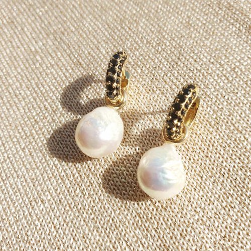 Timeless Tiny Hoops Svart Spinell Guld Charlotte Bonde