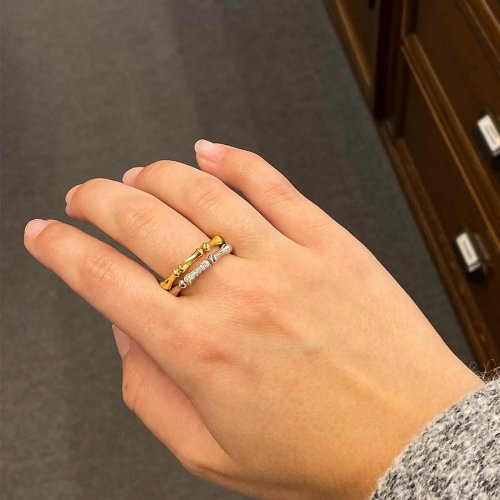 Bamboo Regular Ring Vitguld Chimento