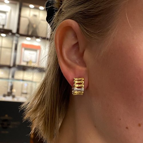 Bamboo Over Örhängen Guld Diamanter Chimento