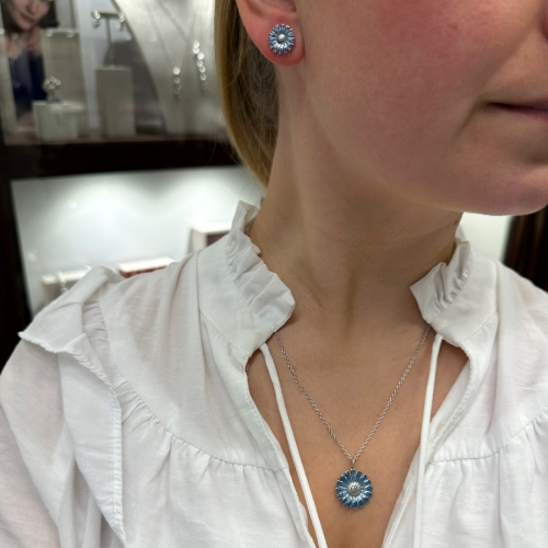 Daisy Hänge Silver Blå 18mm Georg Jensen