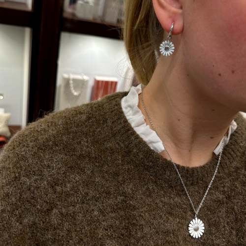 Daisy Hänge Silver Vit 18mm Georg Jensen