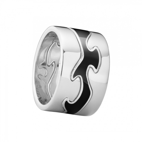 Fusion Mittenring Vitguld Svart Georg Jensen
