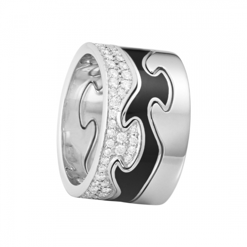 Fusion Mittenring Vitguld Svart Georg Jensen