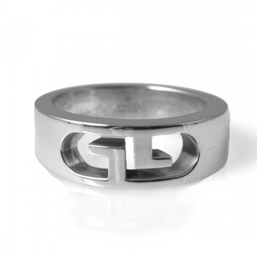 Branded Burnt Ring Silver Gucci