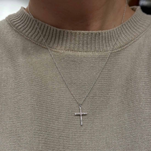 Halsband Kors Vitguld Diamanter Gussander