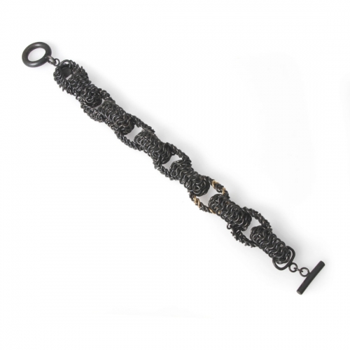 Recycled Linked Heavy Armband Oxid/Guld Jenny Kåberg Metalldesign