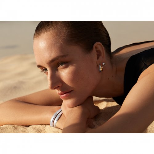 Curve Medium Örhängen Silver/Guld